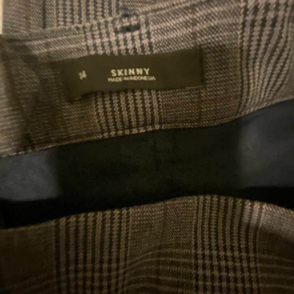 LOFT Glen Plaid Skinny Trousers – Gray Check Work Pant Size 14 - Picture 2 of 5